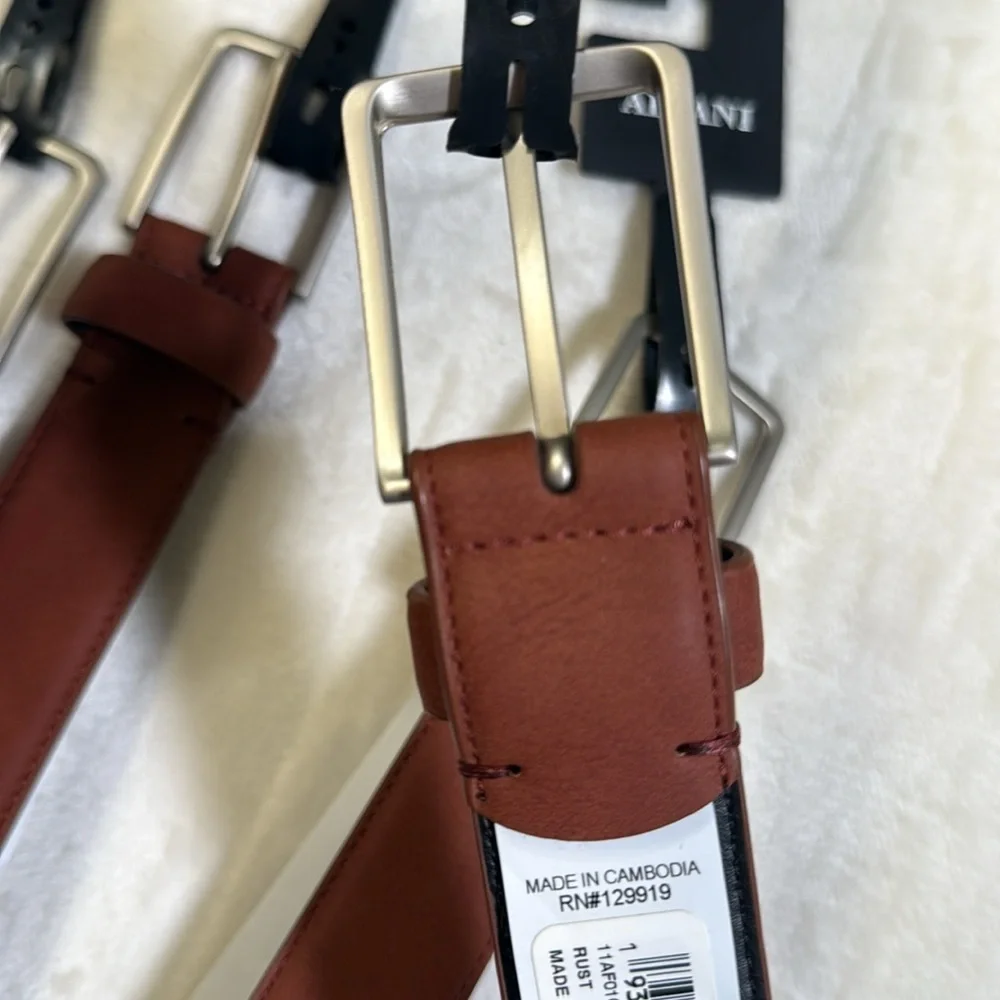 Alfani Men’s Rust Colored Faux Leather Belt in Sizes Small - XL